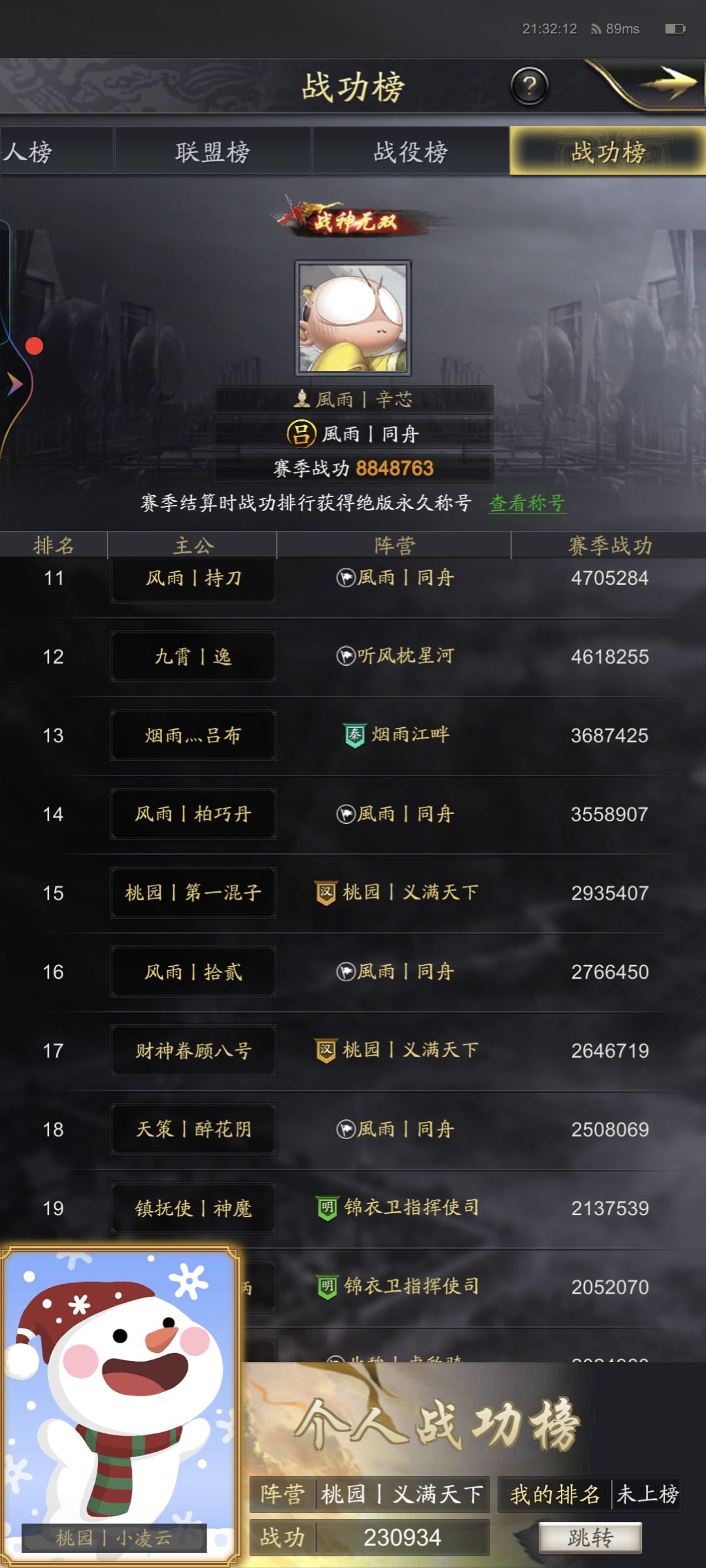 六雄争霸53区战功排名更新-凌云小记 2