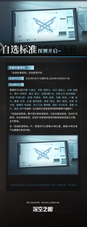 自选标准探测开启