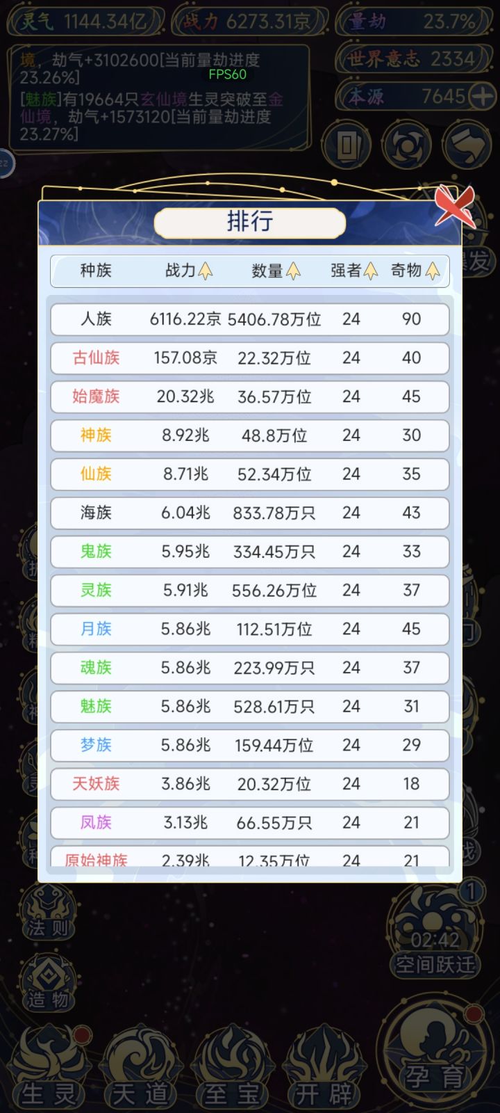 闲着没事,把封面是小姐姐立绘的12个种族排到前面了截图