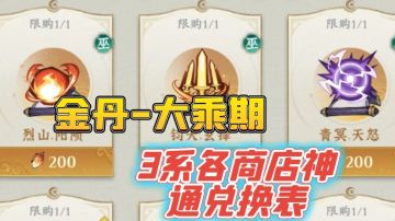 金丹到大乘期各系核心神通兑换表