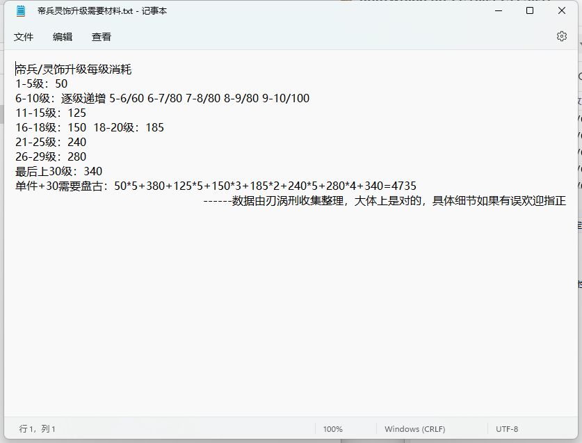 帝兵/灵饰升级数据分享截图