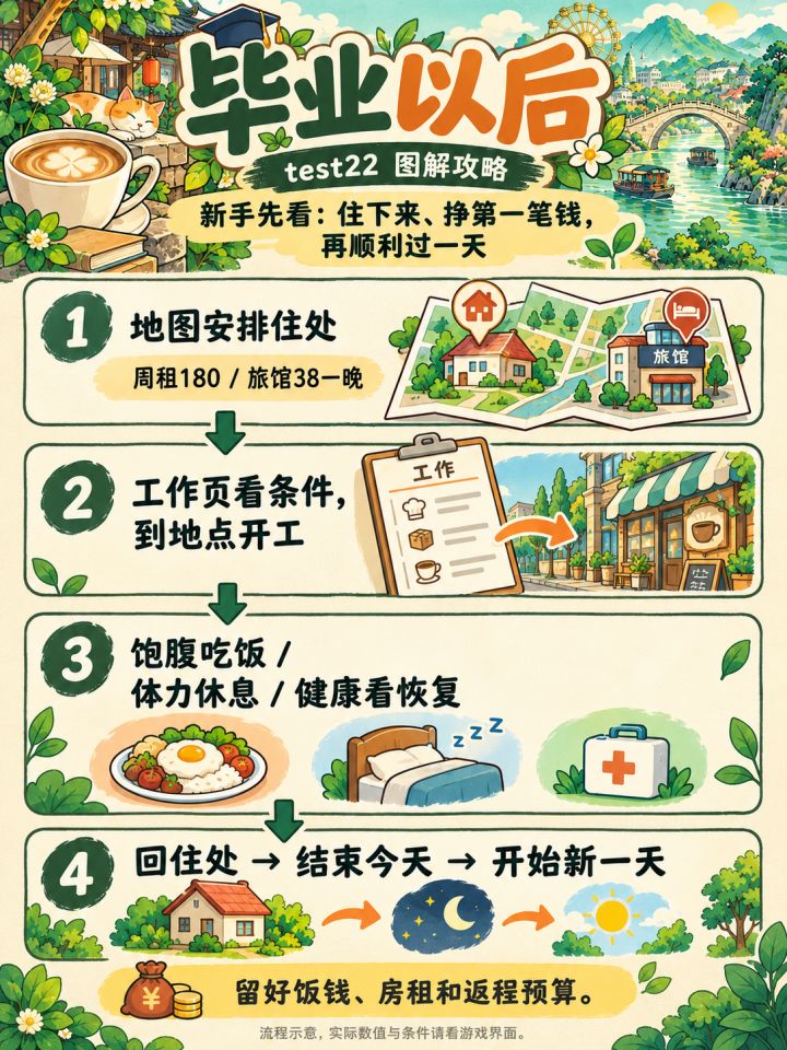 【test22攻略①】新手先看:住下来、挣第一笔钱,再顺利过一天截图