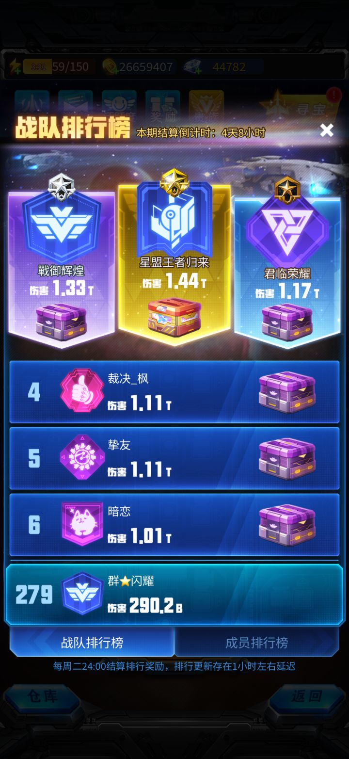 7级战队三天拿满奖励截图