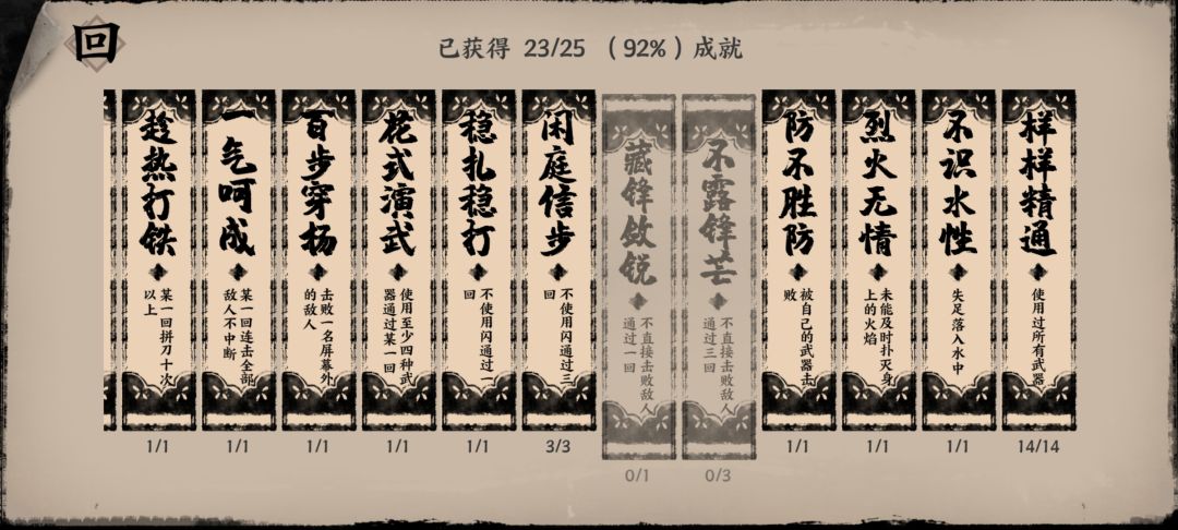 终于完成不露锋芒以外的全部成就了 1