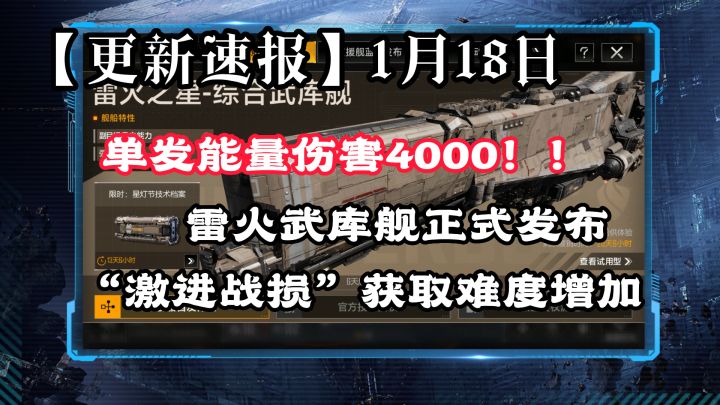 【更新速报】单发能量伤害近4000的雷火武库舰正式发布🐔1月18日版本更新速看⚡无尽的拉格朗日⚡截图