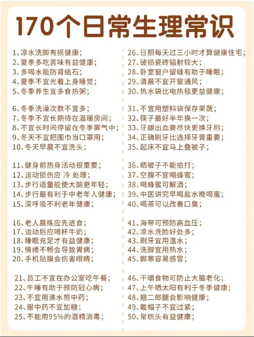 🌟青年大学习|170个日常生理常识🌟 1