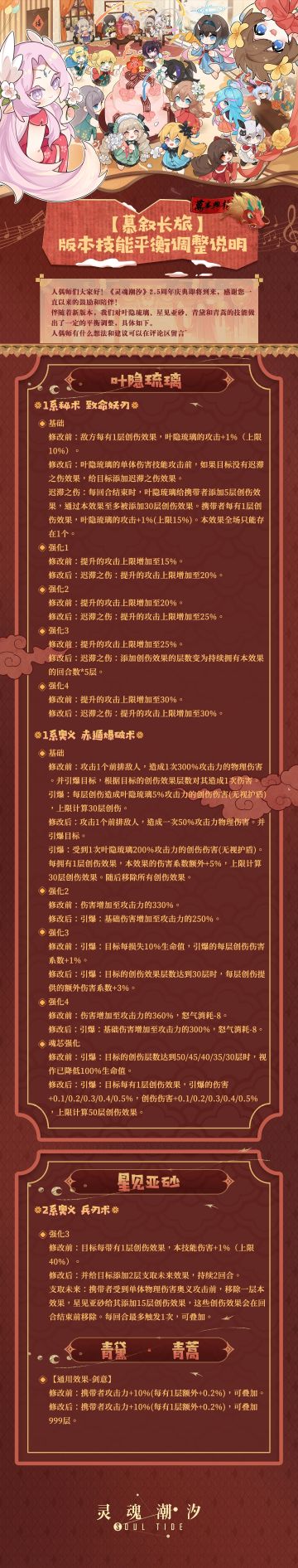 【慕叙长旅】版本技能平衡调整说明