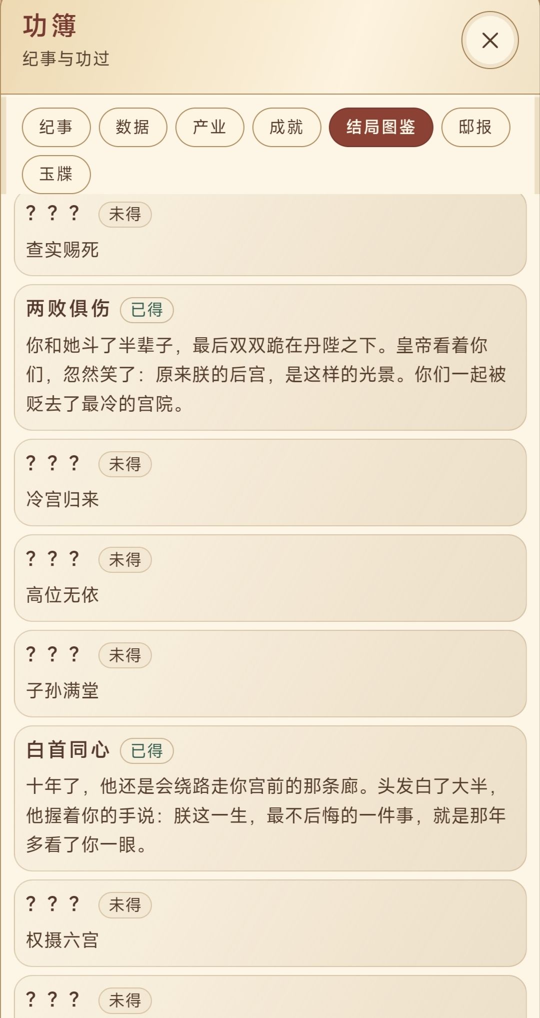 大家都打出过哪些结局啊? 1