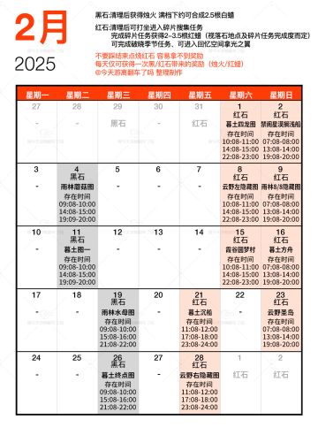 2025.2月红石黑石日历