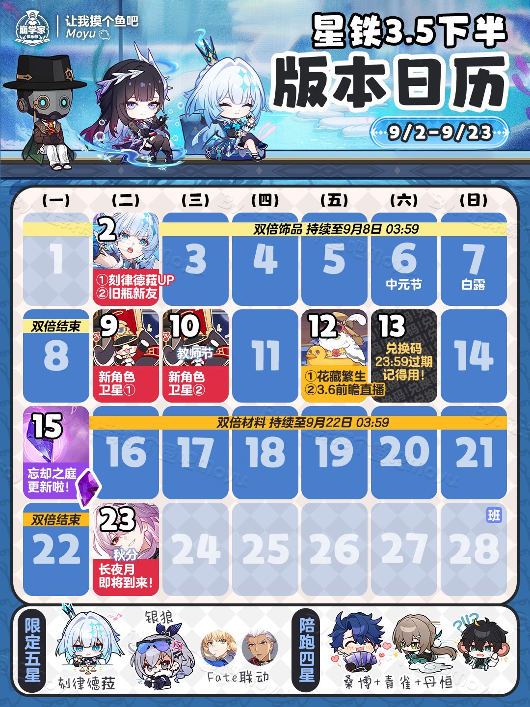 【V3.4攻略】3.5全版本日历丨英雄未死之前 2