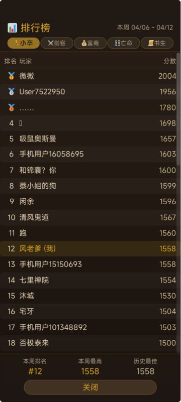 周榜战报（04/06 ~ 04/12）