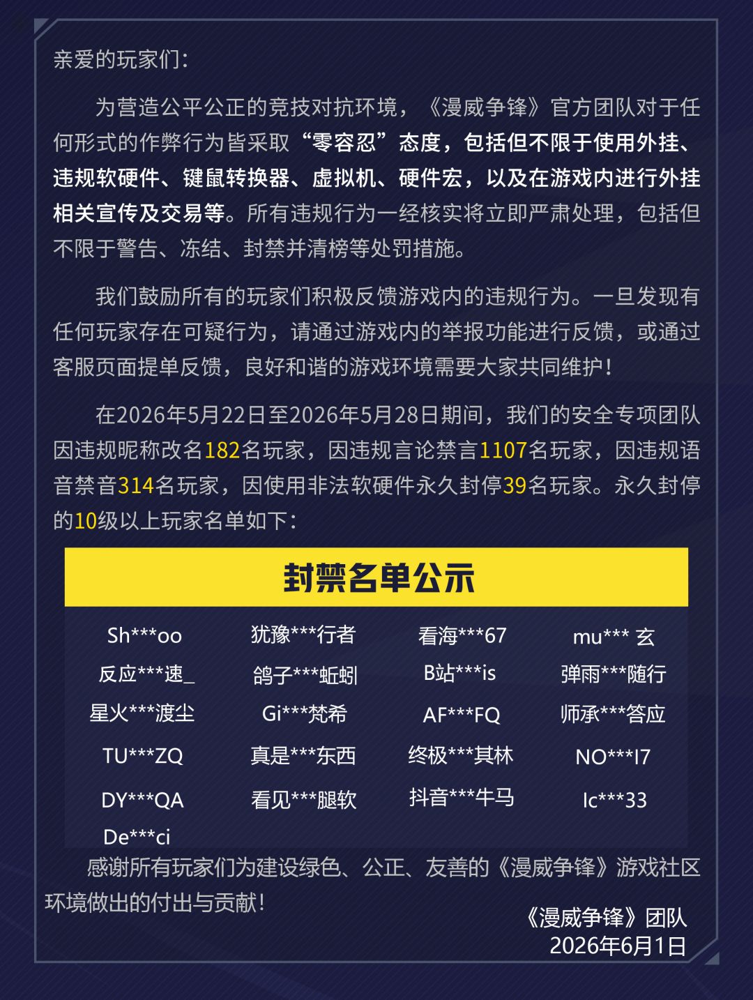 《漫威争锋》违规处罚公告 VOL.77 2