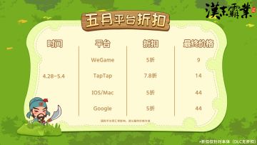 《汉末霸业》五一假期折扣优惠公告！