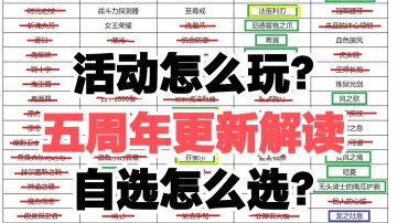 一图看懂自选如何选【五周年版本更新详细解读】（下）活动攻略！