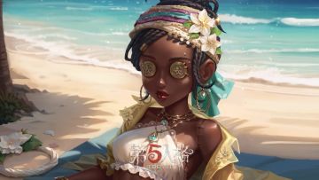 【稀世时装】咒术师-椰香假日和【奇珍随身物品】咒术师-海岸花环游戏内效果展示