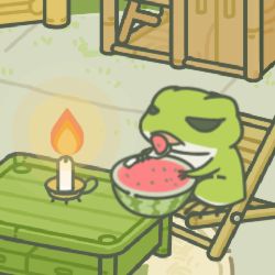 蛙蛙在夏凉主题的房子里吃西瓜🍉 2