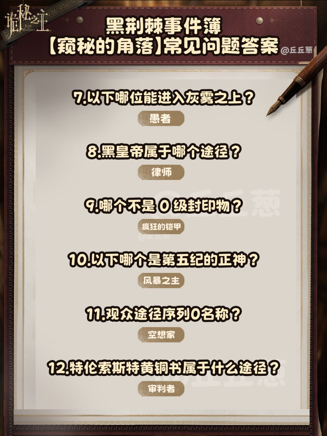 【诡秘之主】黑荆棘事件簿12道问题答案 3