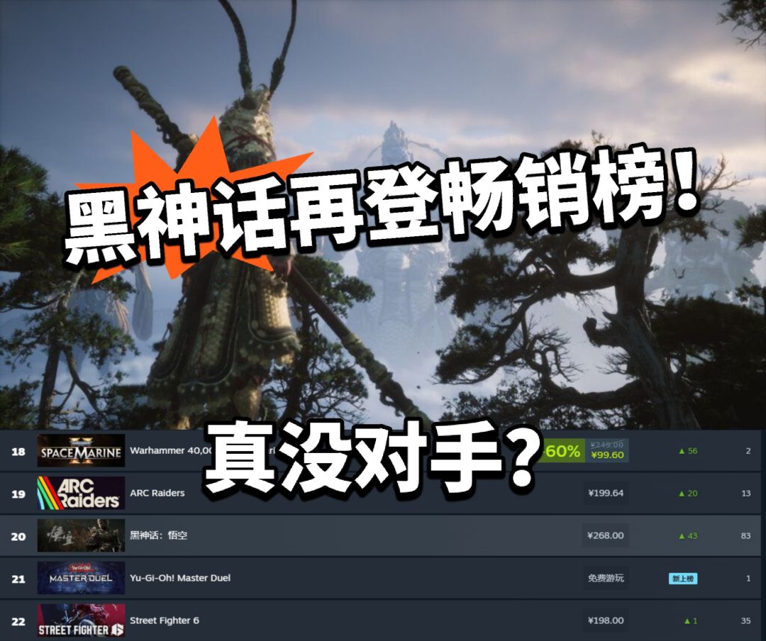 黑神话再度登顶畅销榜!真没替代品? 1