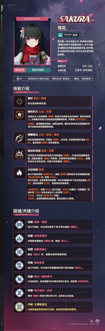 现在为您带来精英人形「樱花」技能相关情报！