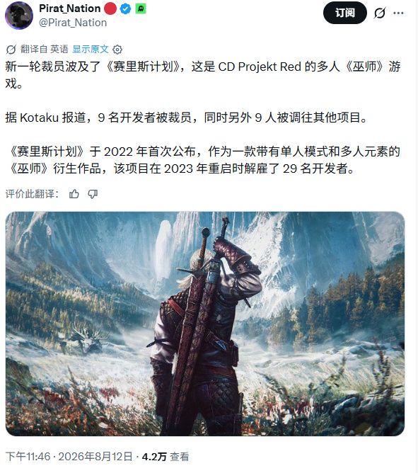 巫师多人游戏再遭裁员!四年开发未见真容截图