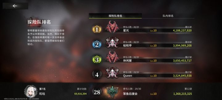 一天后公会战，笨鱼后援会收人截图