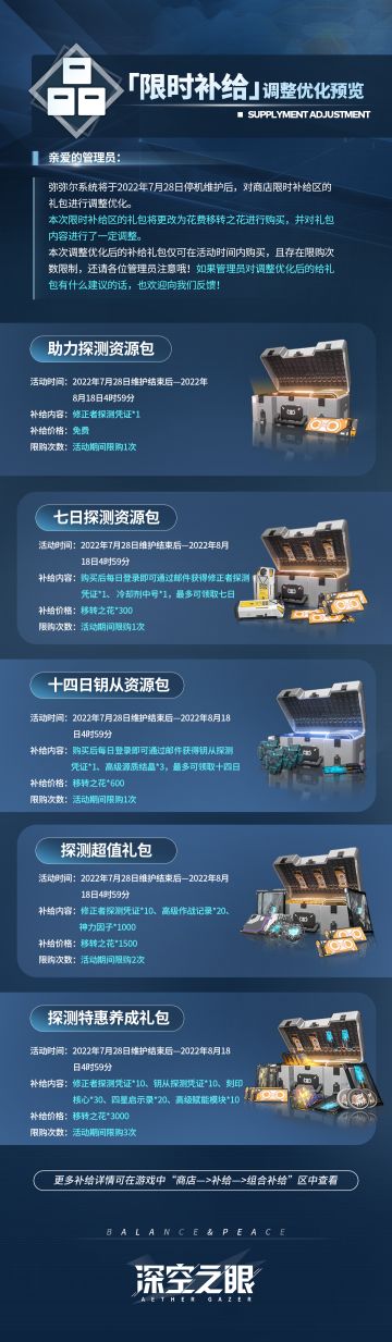 限时补给调整优化