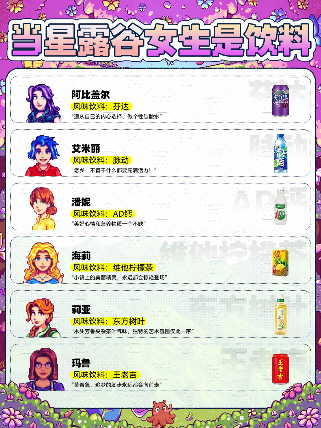 🧃假如《星露谷物语》可婚女NPC是风味饮料! 1