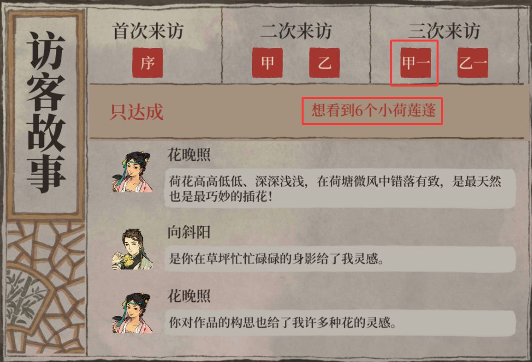 宅邸访客达成条件-苏州：浮生意 2