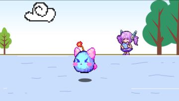 结冰的江面上...有只猫咪在走来走去