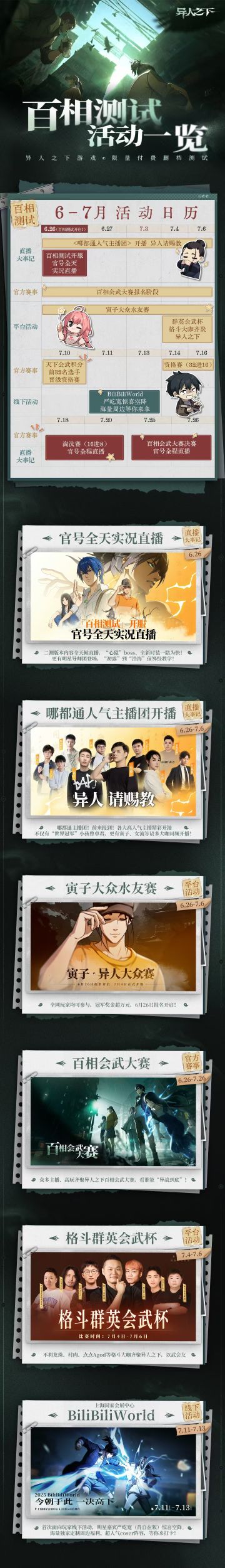 异人之下游戏 |「百相测试」6-7月活动一览