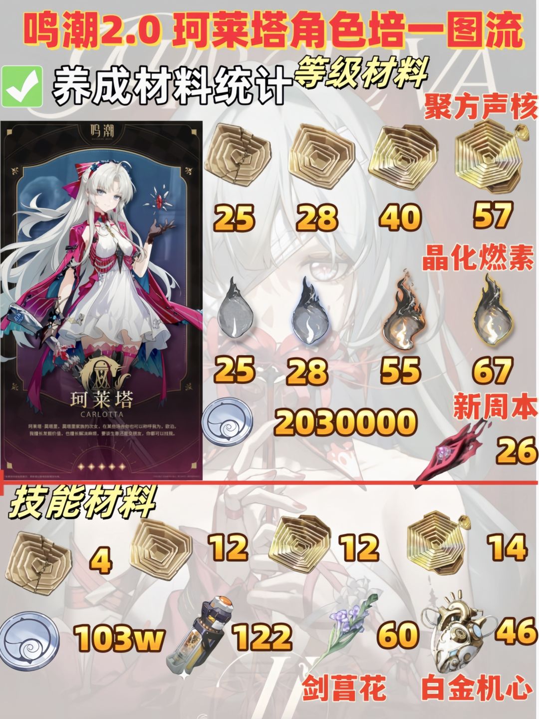 鸣潮2.0珂莱塔角色培养一图流攻略 2