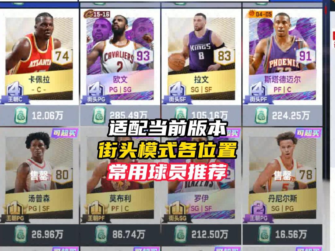 NBA巅峰对决适配当前街头版本各位置球员推荐！截图