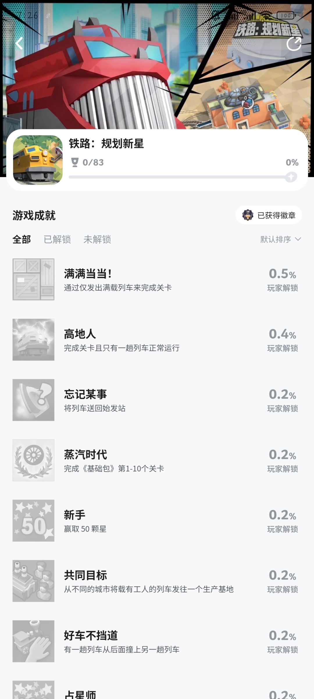 《铁路规划新星》83成就,需购本体及DLC 2