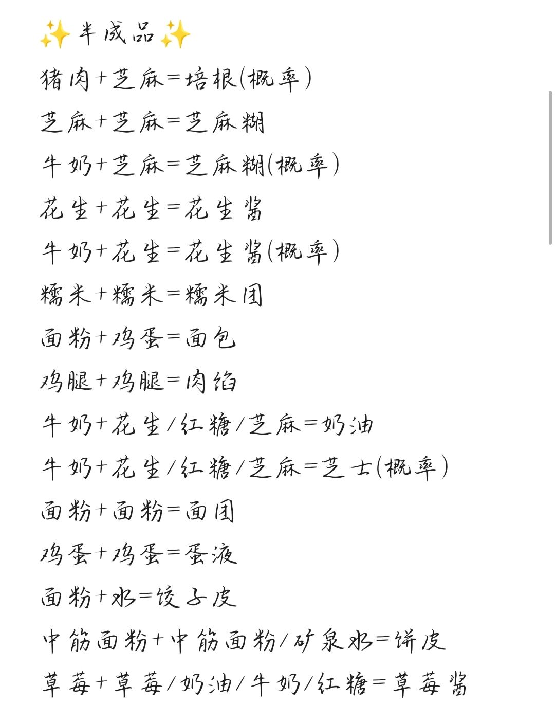 全菜谱【目前97种隐藏21】 2