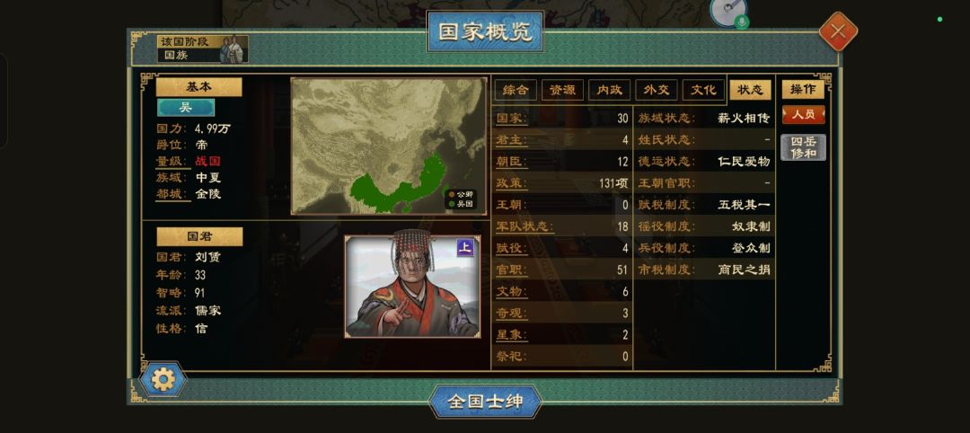 200年,官员全邦,全资源满足。 5