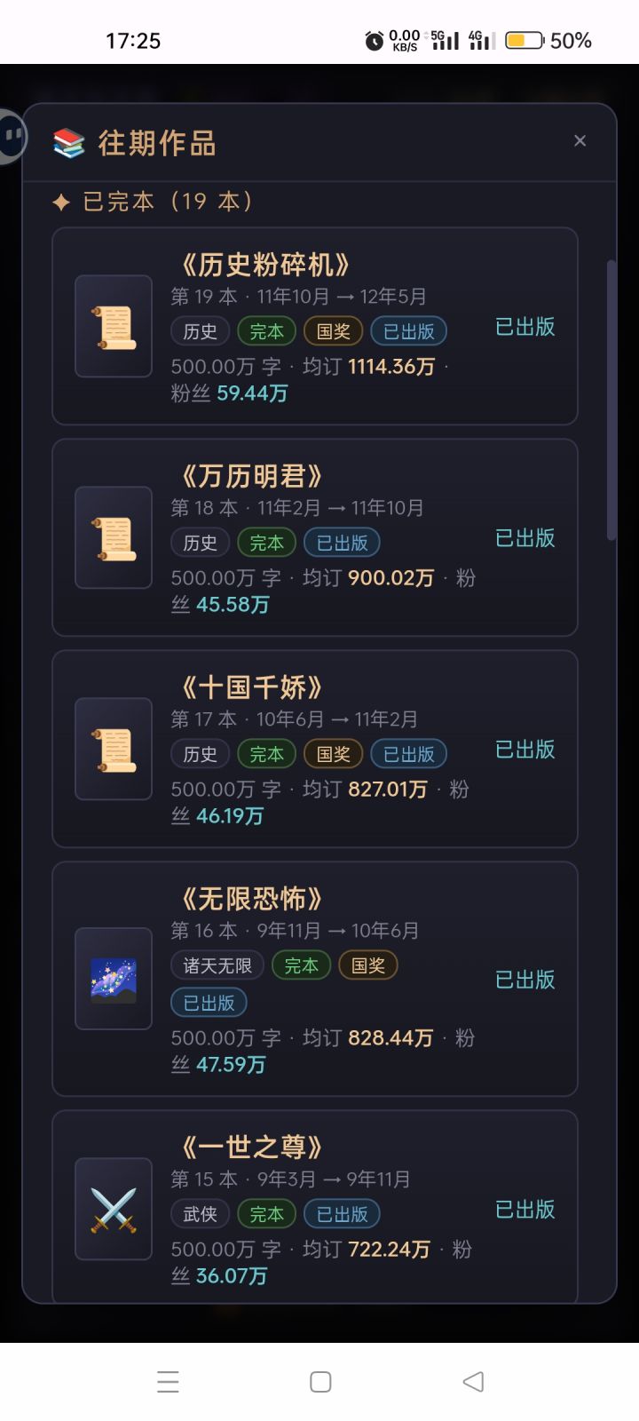 粉丝＝均订＝收入截图