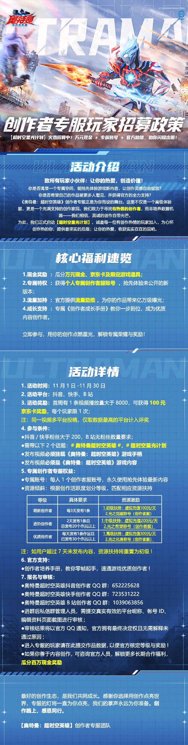 创作者专服玩家招募开启!万元奖金等你来~ 2