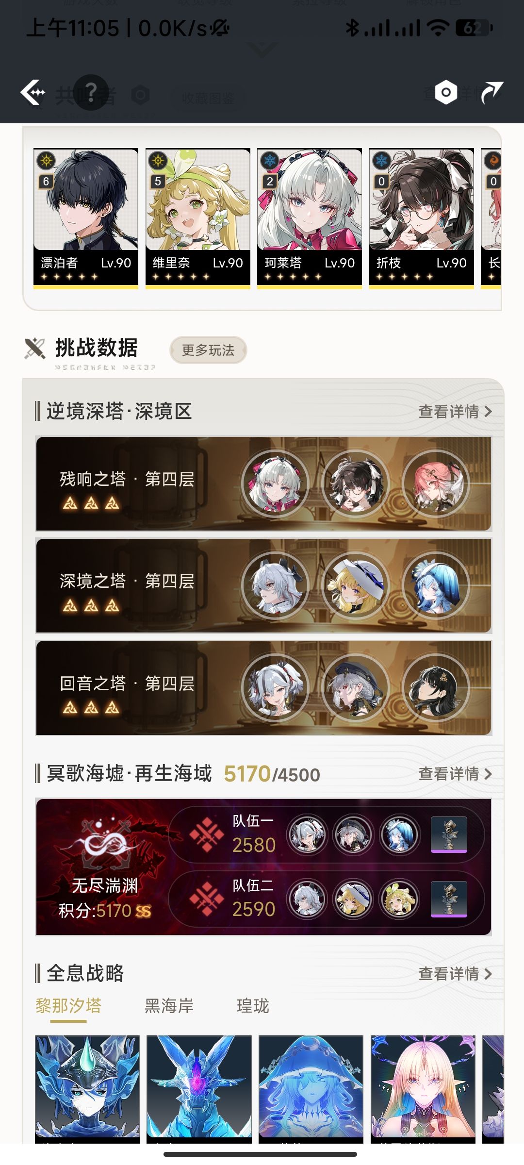 玩了好久鸣潮，分享一下角色练度 16