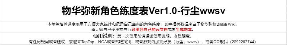 【攻略】物华弥新角色练度表截图