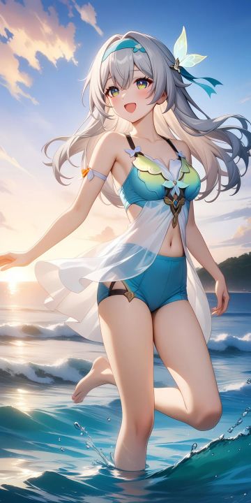 流萤 海边玩耍