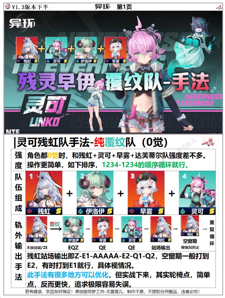 异环攻略:灵可+残虹+早雾+伊洛伊纯覆纹队输出手法,伤害也很高截图