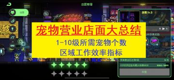 宠物营业1-10级宠物个数 & 区域工作效率指标大总结！！