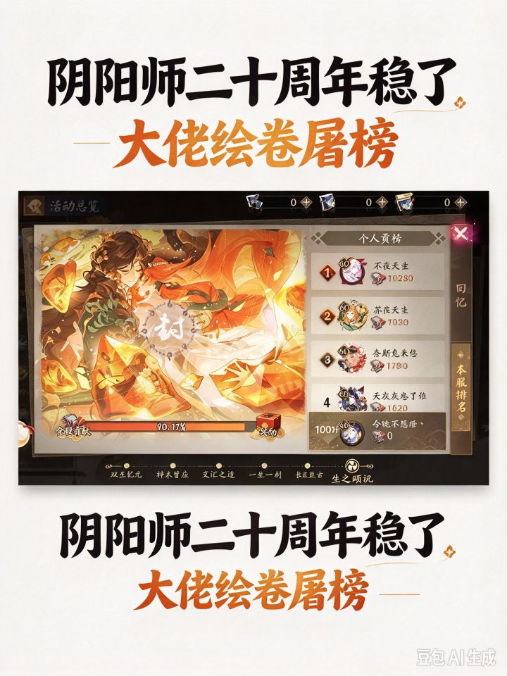 【阴阳师】阴阳师二十周年稳了 有大佬绘卷屠榜截图