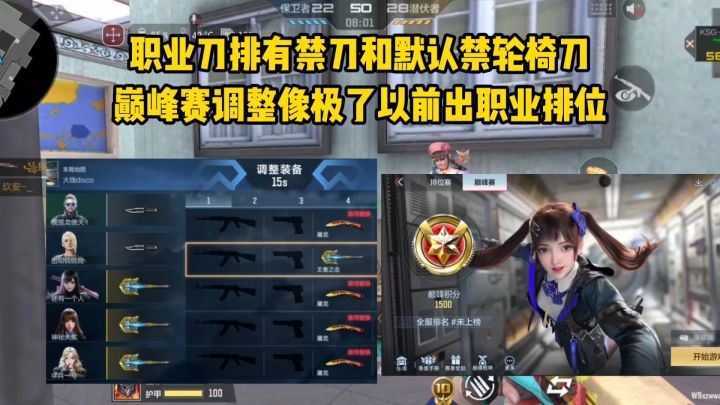 职业刀排有禁刀和默认禁轮椅刀,巅峰赛调整像极了以前出职业排位截图