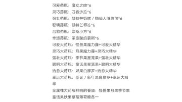 目前的单属性药瓶料理平替配方和已知大药瓶配方