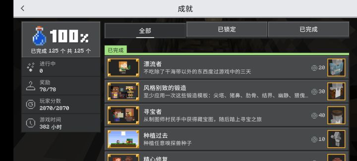 搞半天,终于全成就了截图