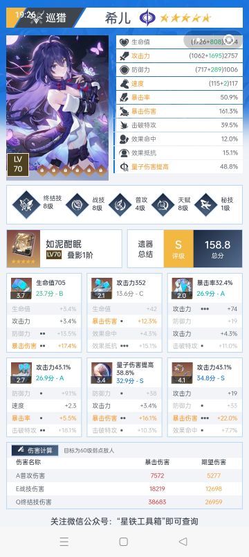 希儿，景元强度测评