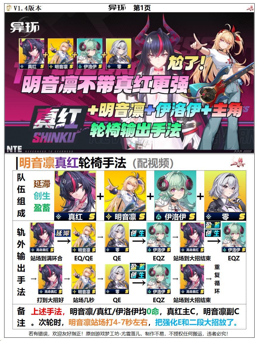 异环攻略:明音凛+真红+伊洛伊+主角手法 1