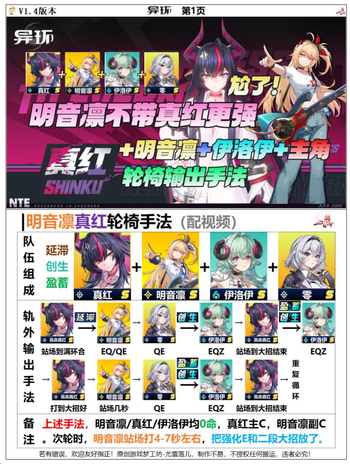 异环攻略:明音凛+真红+伊洛伊+主角手法截图