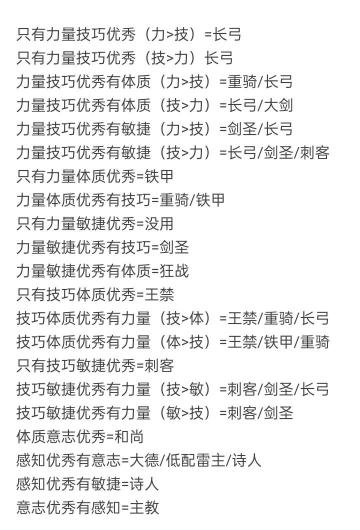 一个入坑7天的萌新所做的超级萌新职业推荐excel